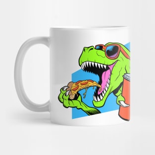 Dinosaur eating pizza Mug